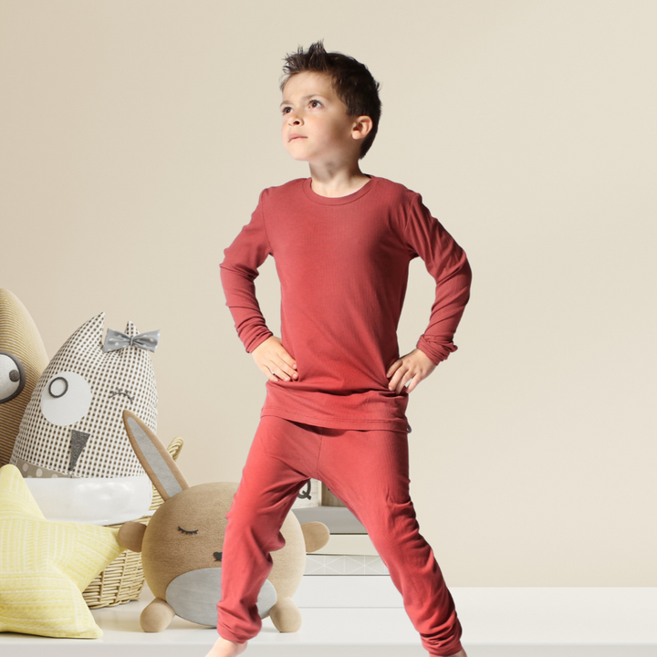 2 pc Loungewear Set in Memphis Rust | Ribbed Bamboo Viscose