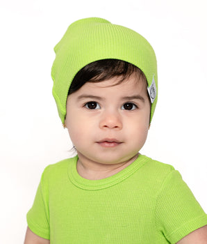 Beanie in Lime | Waffle Bamboo Viscose
