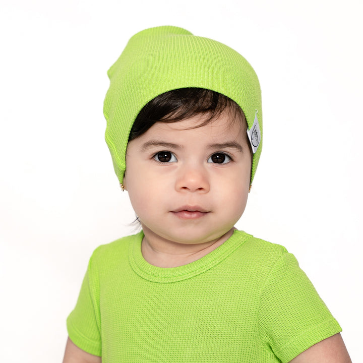 Beanie in Lime | Waffle Bamboo Viscose