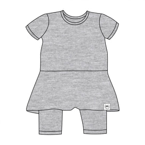 Front Opening Twirl Shortie Romper in Heathered Grey | Bamboo Viscose