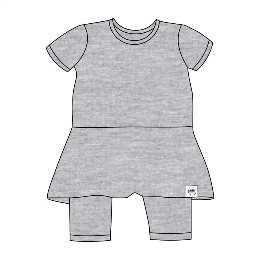 Front Opening Twirl Shortie Romper in Heathered Grey | Bamboo Viscose