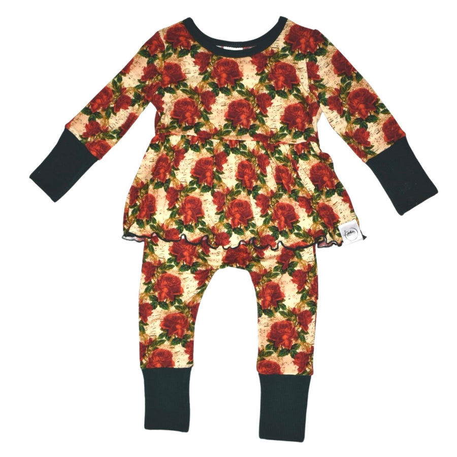 Front Opening Twirl Romper in Smell the Roses | Bamboo Viscose