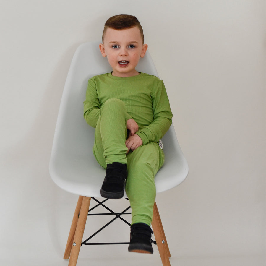 2 pc Loungewear Set in Ribbed Mantis | Bamboo Viscose