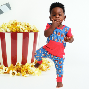 Front Opening Romper in Movie Night | Bamboo Viscose