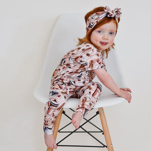 Front Opening Romper in Java Love | Short Sleeve | Bamboo Viscose