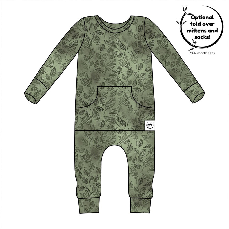 Front Opening Romper in Emerald Forest | Bamboo Viscose