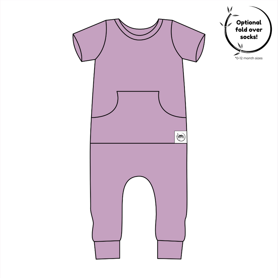 Front Opening Romper in Blushing Lilac | Bamboo Viscose