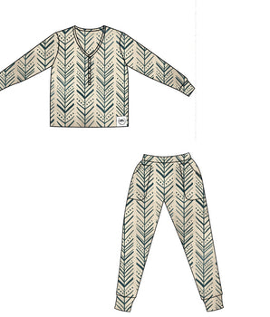 Women’s 2 pc Loungewear Set in Green Arrows
