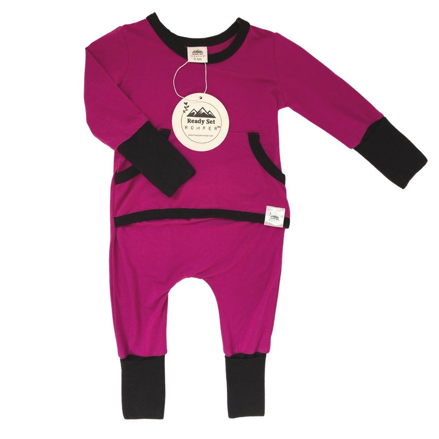 Front Opening Romper in Boysenberry | Bamboo Viscose