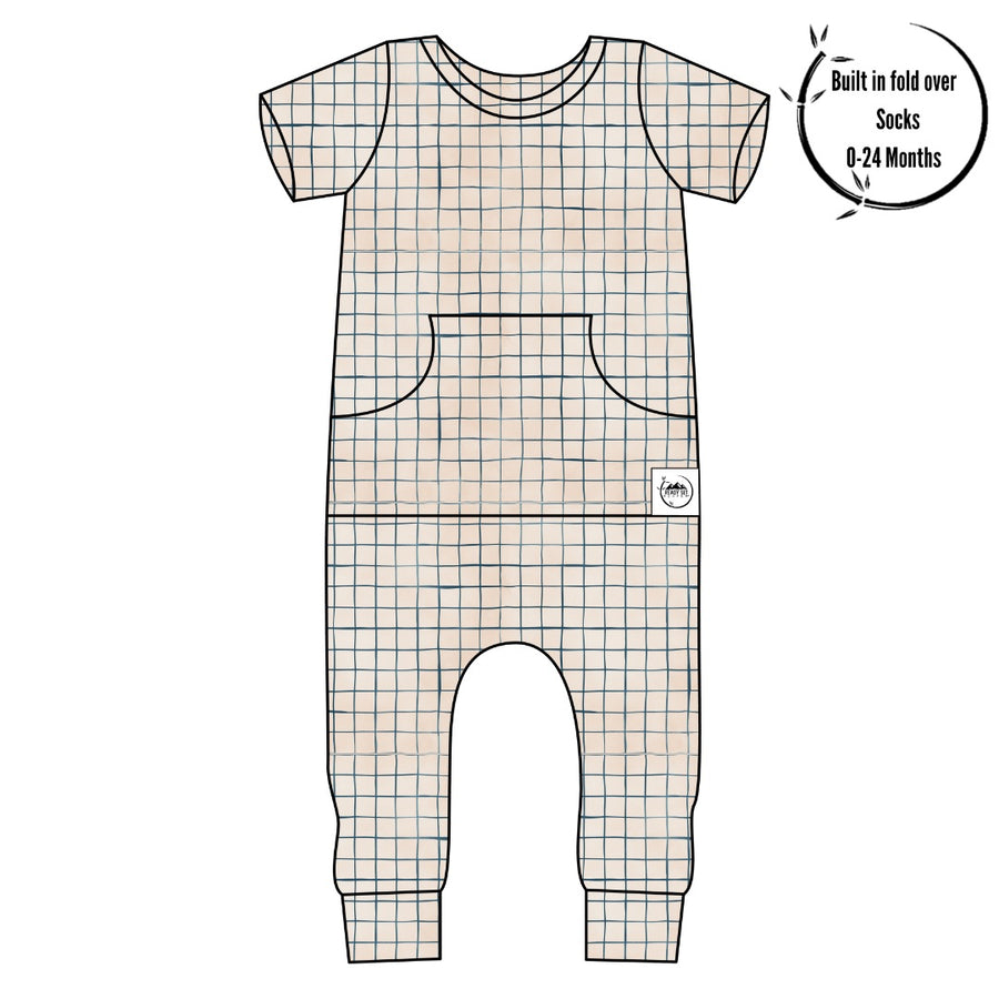Front Opening Romper in Off the Grid | Bamboo Viscose