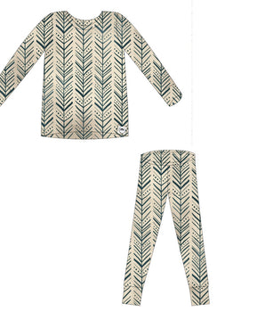 2 pc Loungewear Set in Green Arrows | Bamboo Viscose