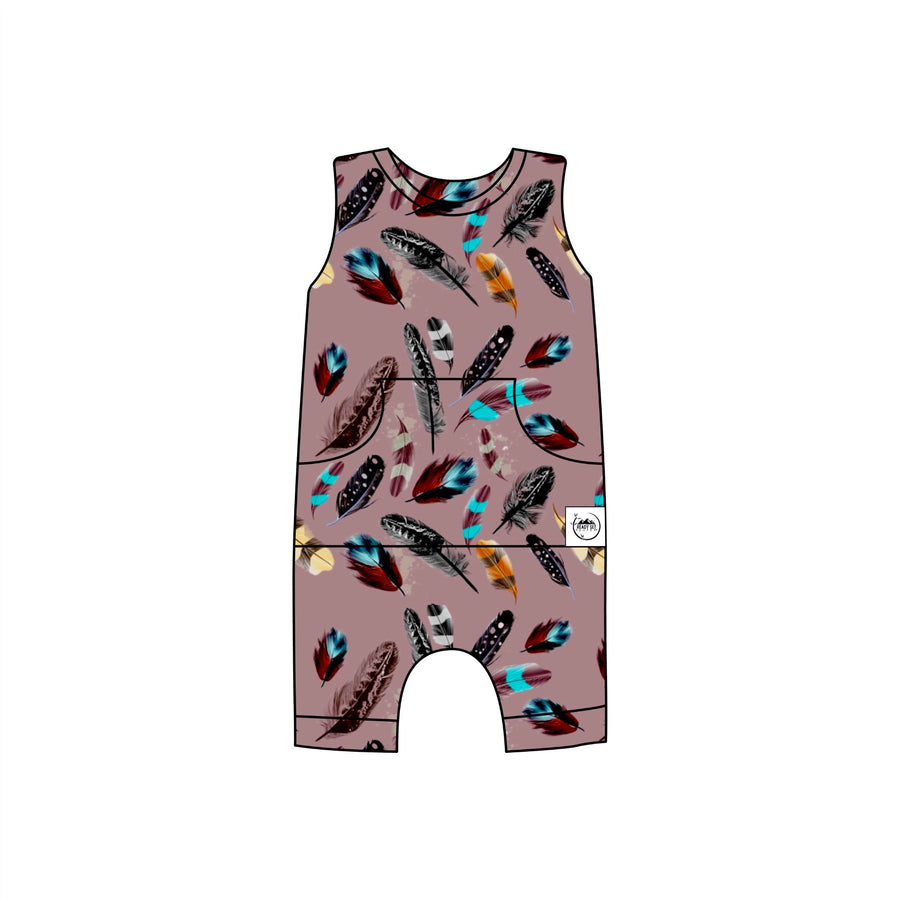 Front Opening Tank Shortie Romper in Birds of a Feather | Bamboo Viscose