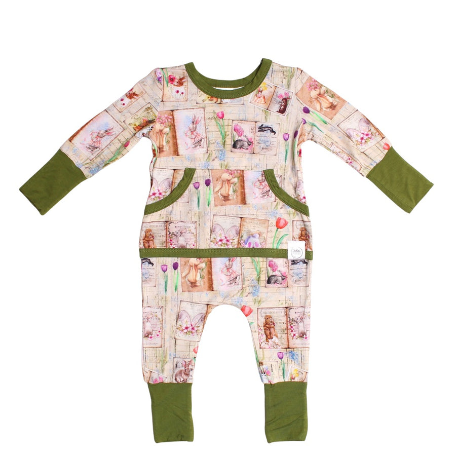 Front Opening Romper in Bunny Tales | Bamboo Viscose