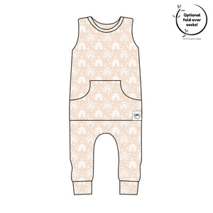 Front Opening Tank Romper in Tawny Rainbows | Bamboo Viscose