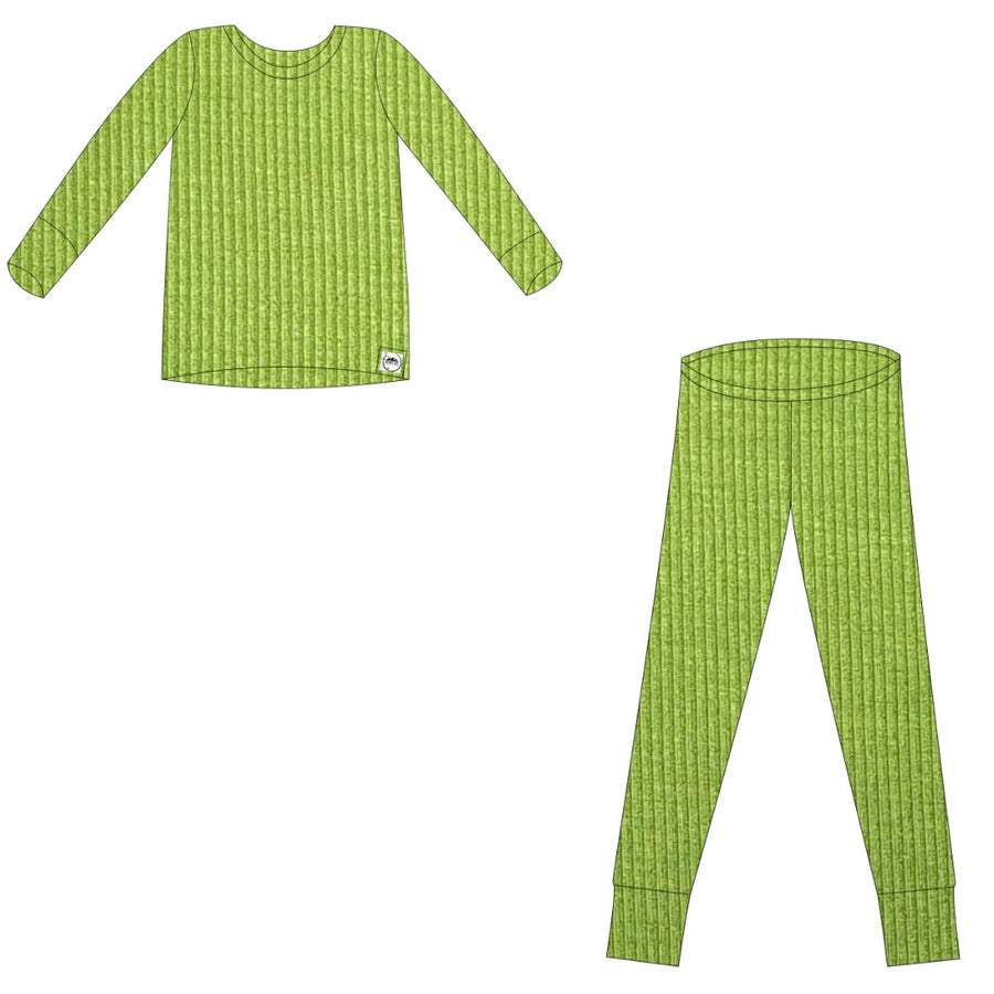2 pc Loungewear Set in Ribbed Mantis | Bamboo Viscose