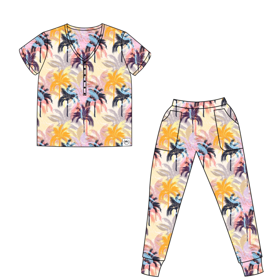 Women’s 2 pc Loungewear Set in Tropic Palms | Bamboo Viscose