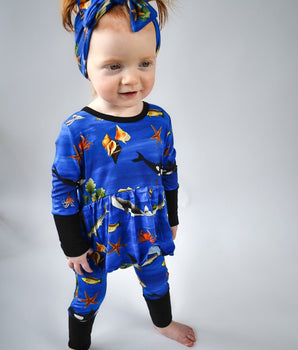 Front Opening Twirl Romper in Under the Sea