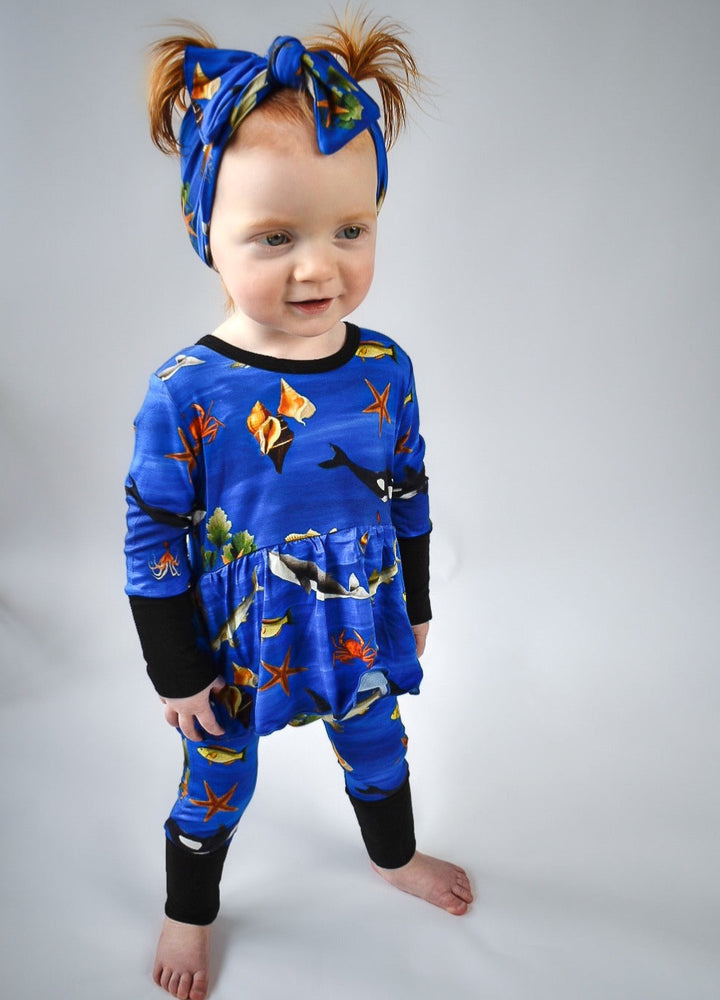 Front Opening Twirl Romper in Under the Sea | Bamboo Viscose