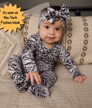 Front Opening Romper in Heavy Metal
