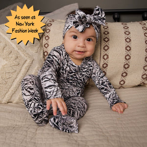Front Opening Romper in Heavy Metal | Bamboo Viscose Romper