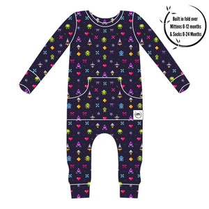 Front Opening Romper in Game On | Bamboo Viscose Romper