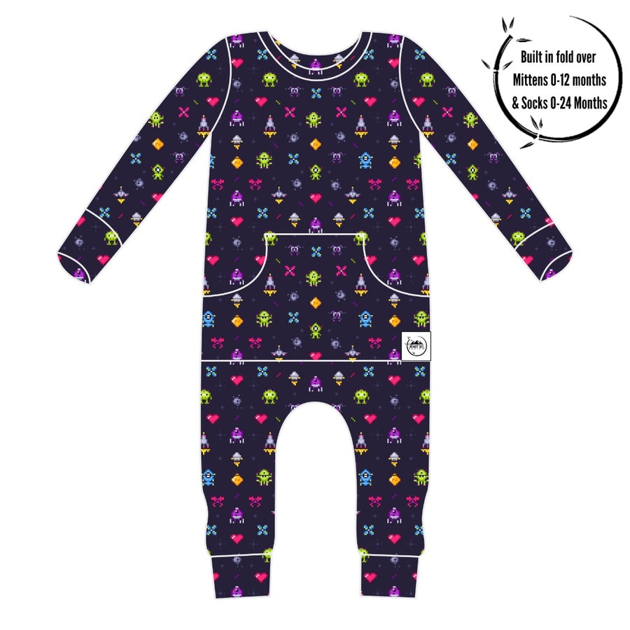 Front Opening Romper in Game On | Bamboo Viscose Romper
