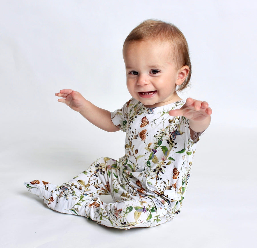 Front Opening Romper in Butterflies | Bamboo Viscose