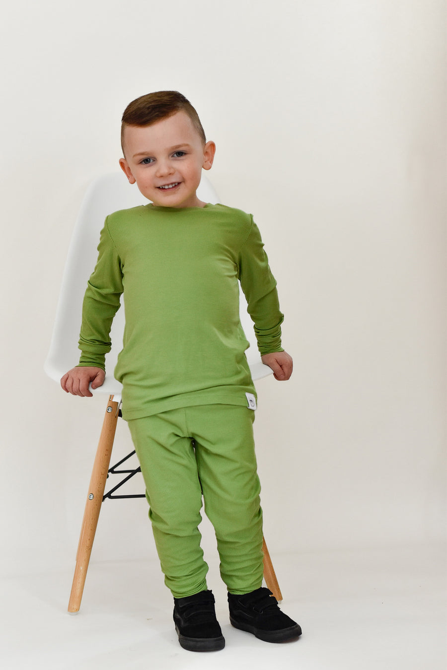 2 pc Loungewear Set in Ribbed Mantis | Bamboo Viscose
