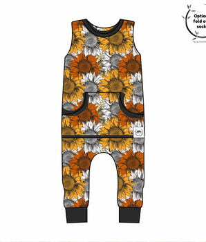 Front Opening Tank Romper in Sunflower Harvest | Bamboo Viscose