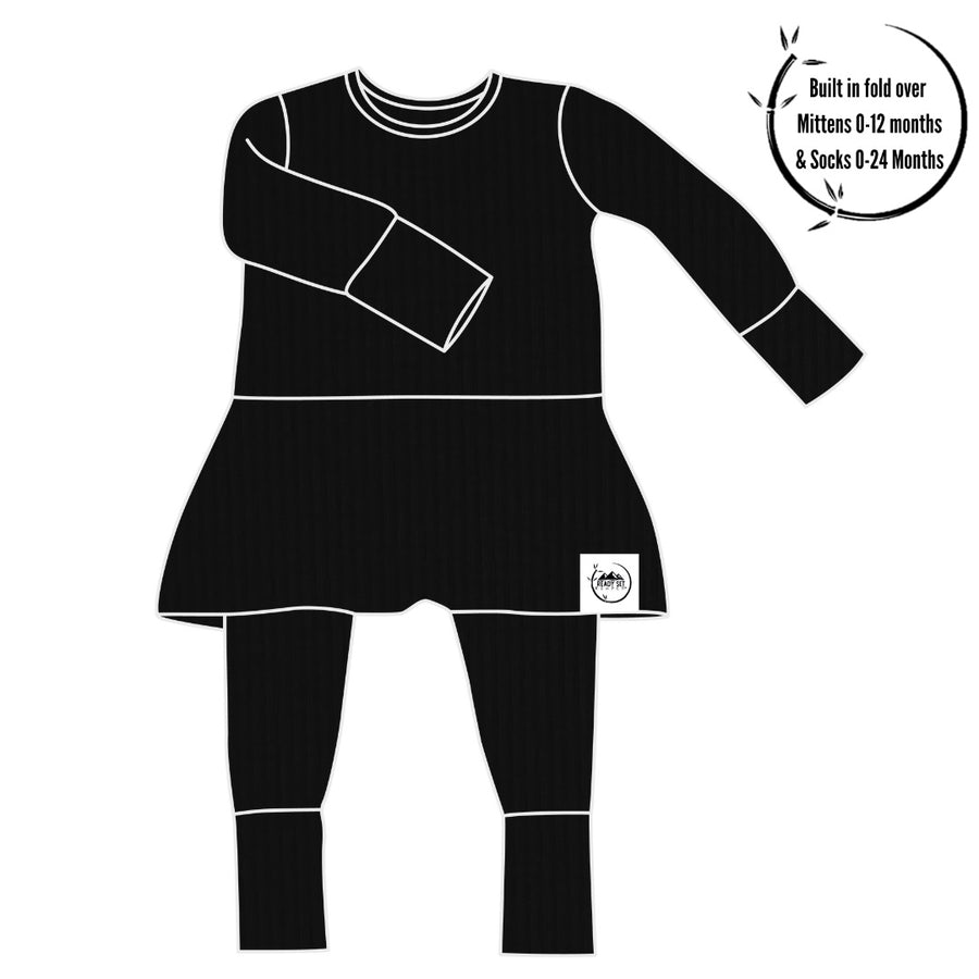Front Opening Twirl Romper in Essential Midnight | Ribbed Bamboo Viscose