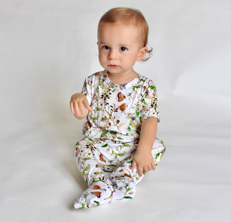 Front Opening Romper in Butterflies | Bamboo Viscose