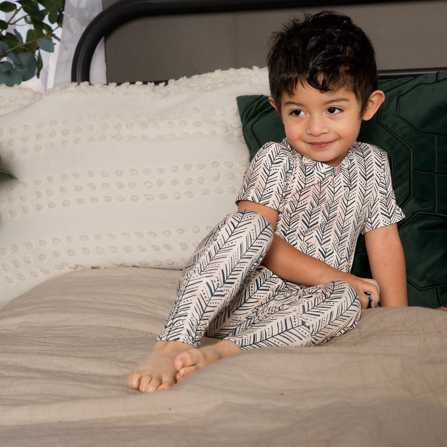 Front Opening Romper in Green Arrows | Bamboo Viscose