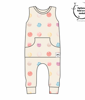 Front Opening Tank Romper in Boho Candy Buttons