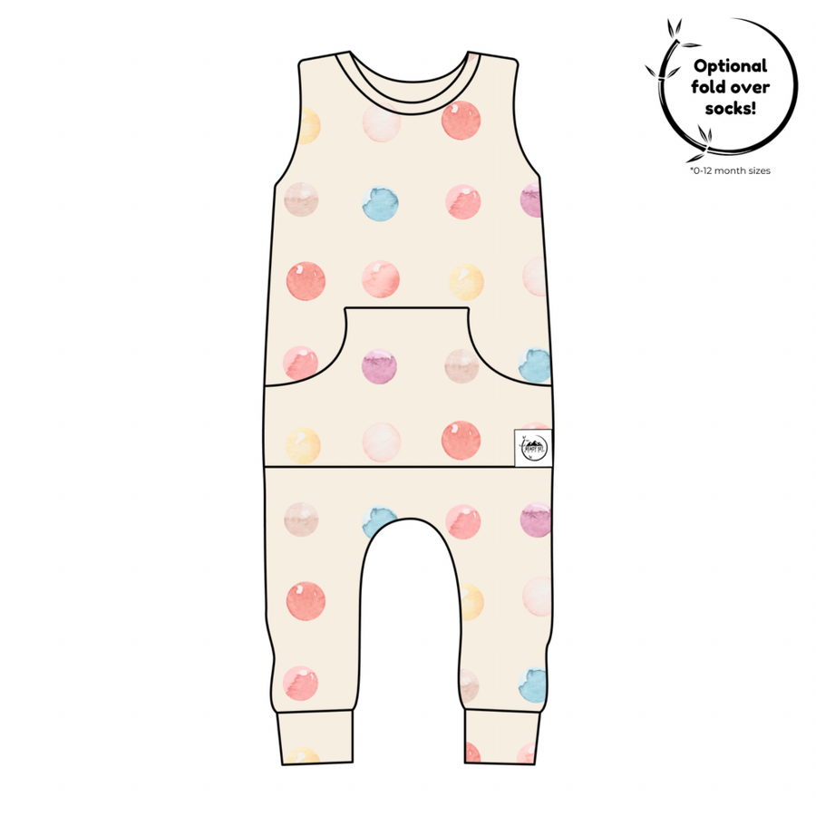 Front Opening Tank Romper in Boho Candy Buttons | Bamboo Viscose