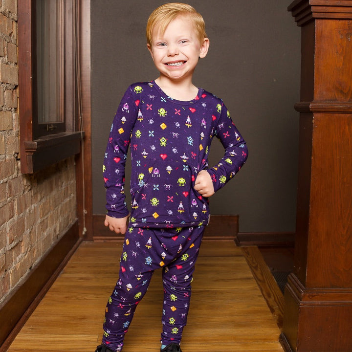 Front Opening Romper in Game On | Bamboo Viscose Romper