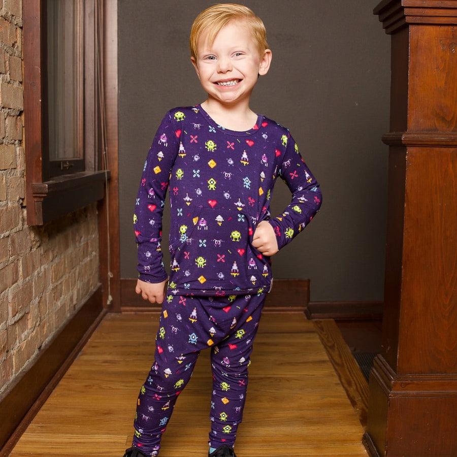 Front Opening Romper in Game On | Bamboo Viscose Romper