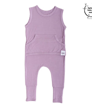 Front Opening Tank Romper in Blushing Lilac