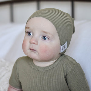 Beanie in Moss | Ribbed Bamboo Viscose