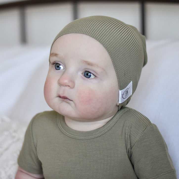 Beanie in Moss | Ribbed Bamboo Viscose