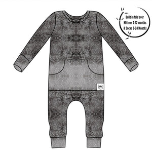 Front Opening Romper in Stormy | Bamboo Viscose