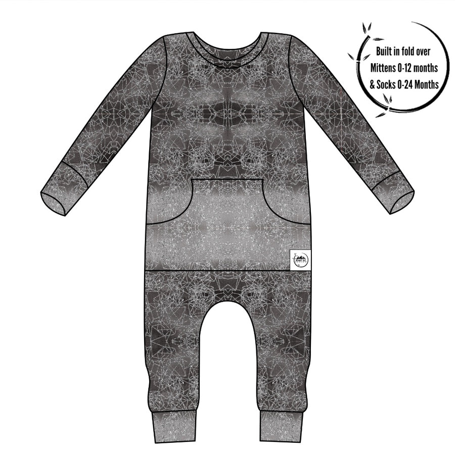 Front Opening Romper in Stormy | Bamboo Viscose
