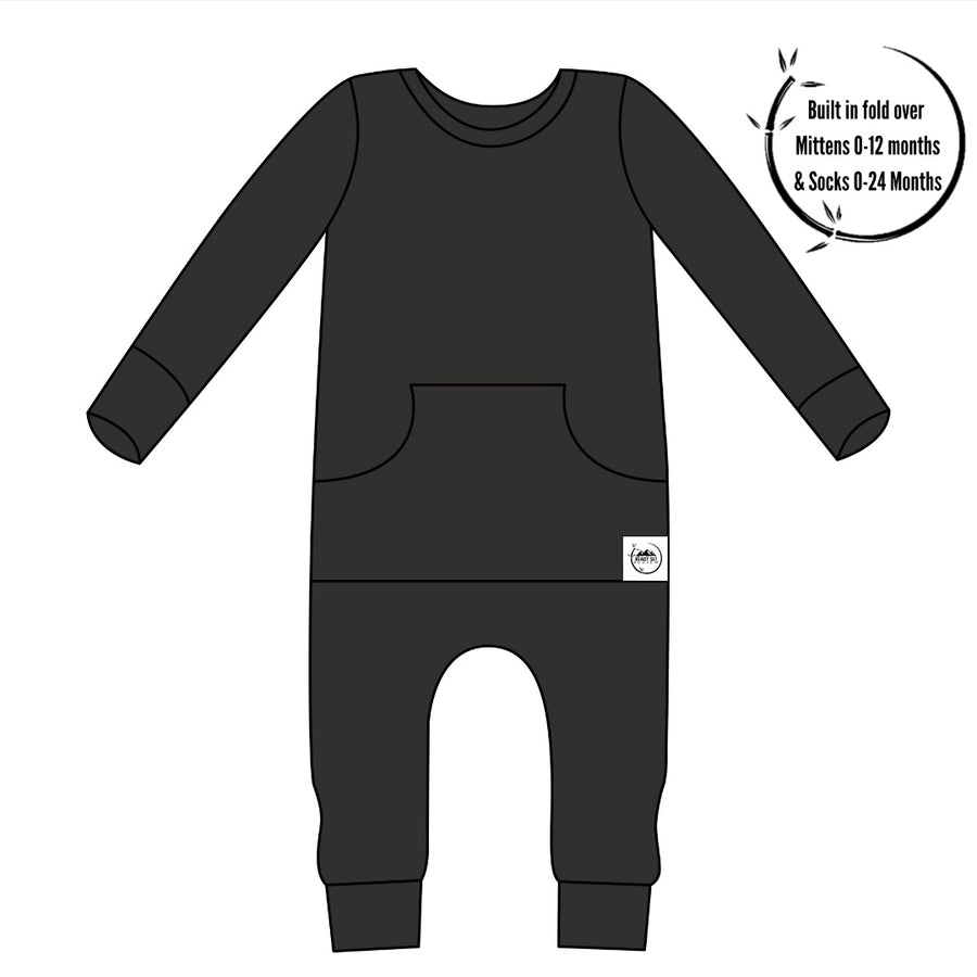 Front Opening Romper in Shadow | Bamboo Viscose