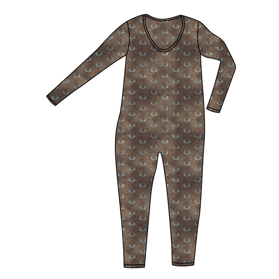 Women's One-Piece Lounger in Antlers | Bamboo Viscose