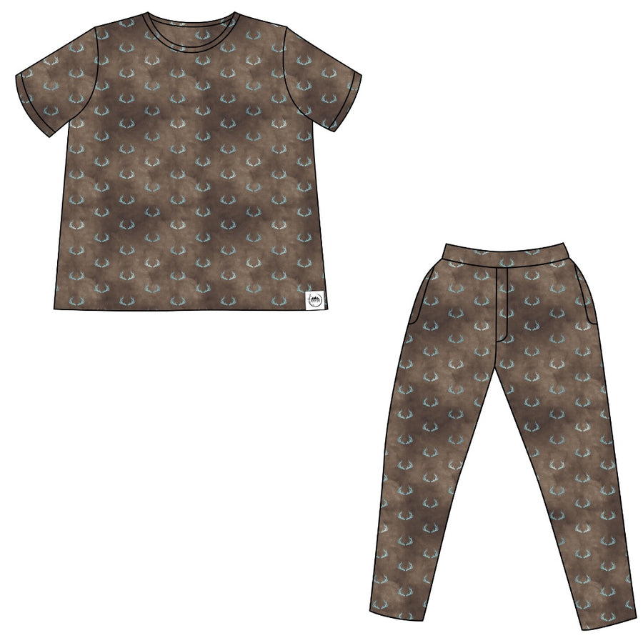 Men’s 2 pc Loungewear Set in Antlers | Bamboo Viscose