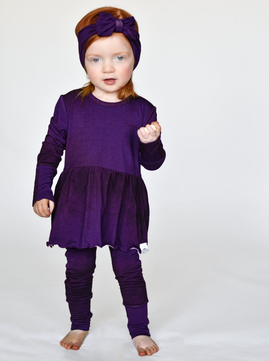 Front Opening Twirl Romper in Grape | Bamboo Viscose