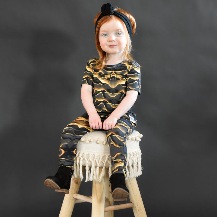 Front Opening Romper in Desert Flames | Bamboo Viscose
