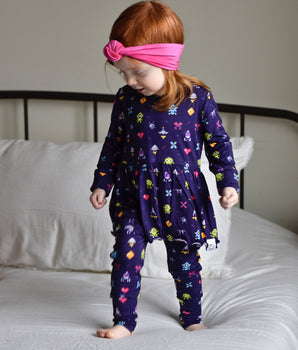 Front Opening Twirl Romper in Game On