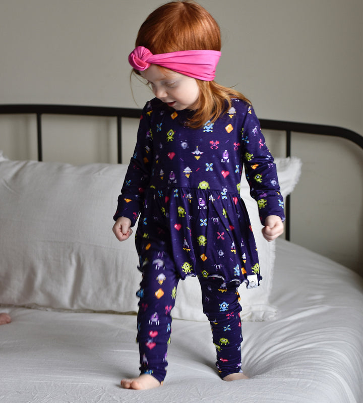 Front Opening Twirl Romper in Game On | Bamboo Viscose
