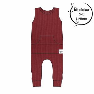 Front Opening Tank Romper in Memphis Rust | Ribbed Bamboo Viscose