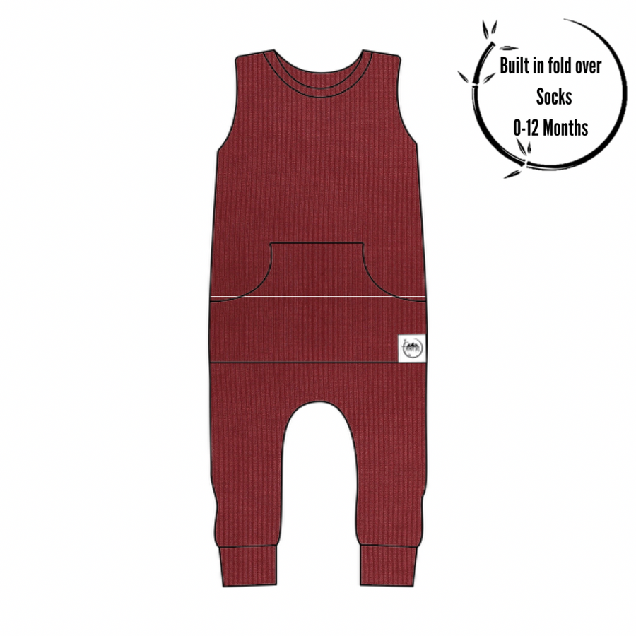 Front Opening Tank Romper in Memphis Rust | Ribbed Bamboo Viscose